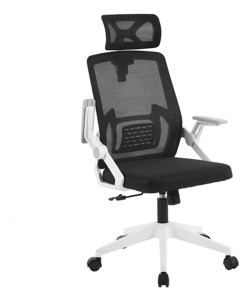 SILLA DE ESCRITORIO ERGONOMICA BLANCA Y NEGRA - 1
