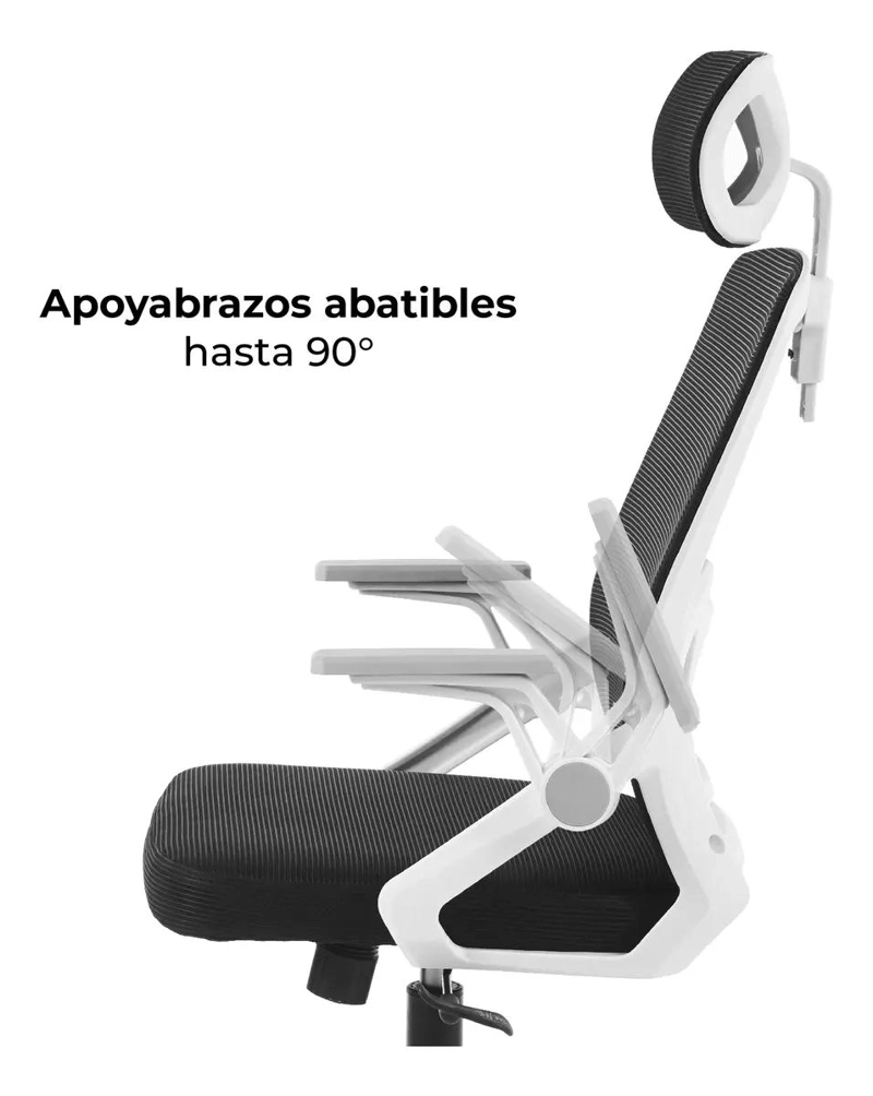 SILLA DE ESCRITORIO ERGONOMICA BLANCA Y NEGRA - 3