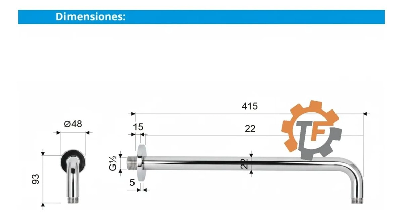 BRAZO DE DUCHA ACERO INOXIDABLE 40 CM - 2