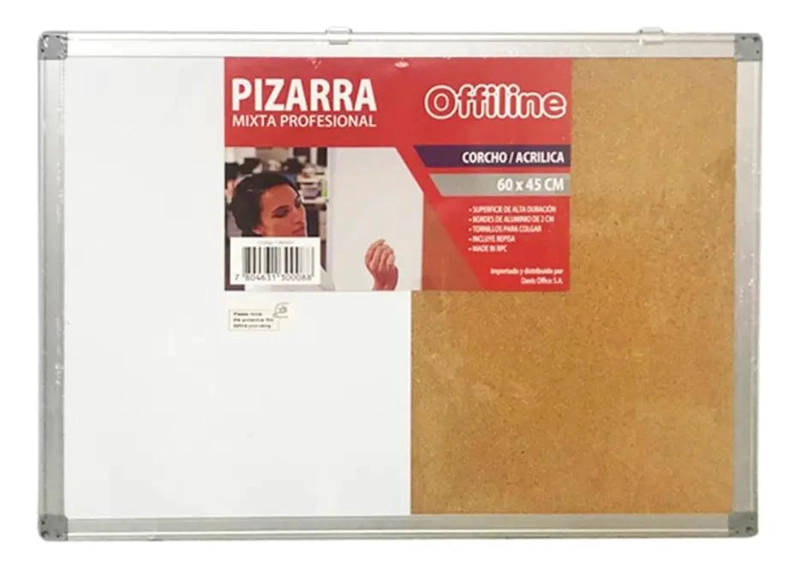 PIZARRA MIXTA BLANCA Y CORCHO 60X45CM - 1