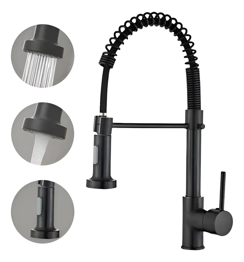 LLAVE MONOMANDO LAVAPLATOS FLEXIBLE NEGRO - 1