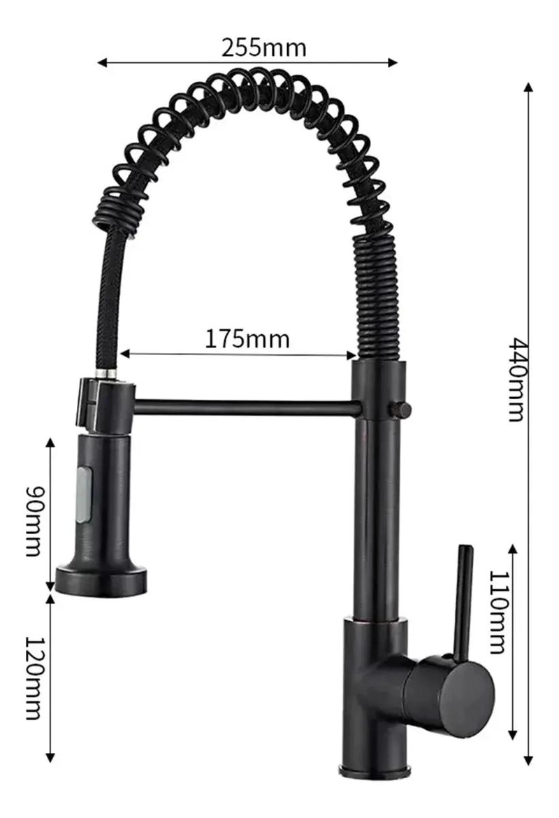 LLAVE MONOMANDO LAVAPLATOS FLEXIBLE NEGRO - 2