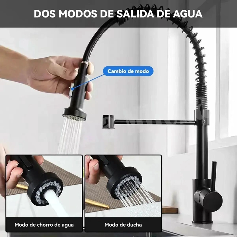 LLAVE MONOMANDO LAVAPLATOS FLEXIBLE NEGRO - 3