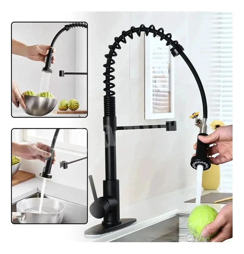 LLAVE MONOMANDO LAVAPLATOS FLEXIBLE NEGRO - 4