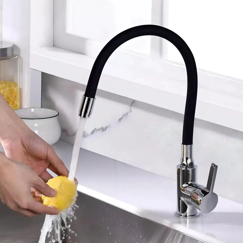 LLAVE LAVAPLATOS MONOMANDO CUELLO FLEXIBLE NEGRO - 1