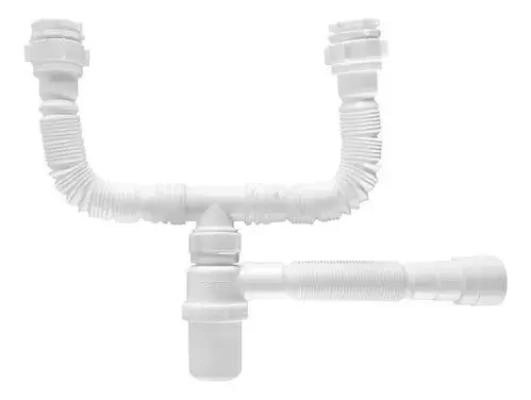 SIFON FLEXIBLE PLASTICO PARA LAVAPLATOS 2 TAZAS - 1