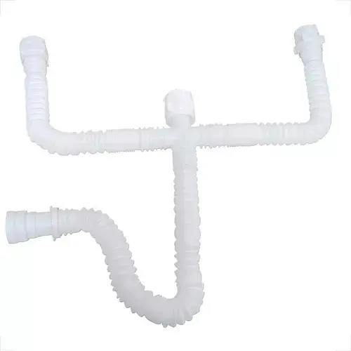 SIFON FLEXIBLE PLASTICO PARA LAVAPLATOS 2 TAZAS - 3
