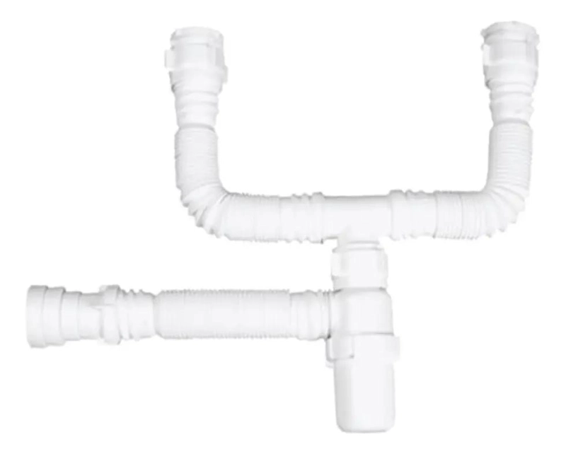 SIFON FLEXIBLE PLASTICO PARA LAVAPLATOS 2 TAZAS - 5
