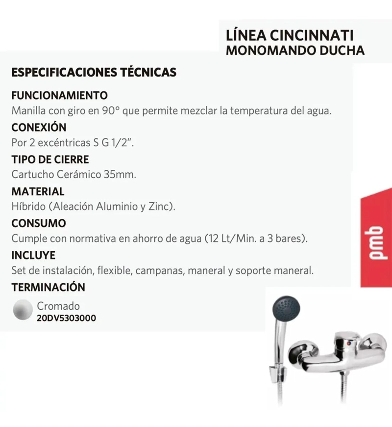 MONOMANDO DUCHA CINCINNATI PMB - 3