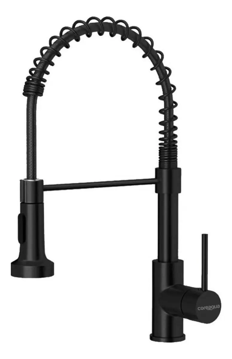LLAVE MONOMANDO LAVAPLATOS FLEXIBLE COLOR NEGRO - 1