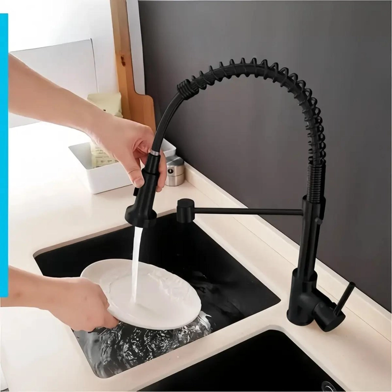 LLAVE MONOMANDO LAVAPLATOS FLEXIBLE COLOR NEGRO - 2