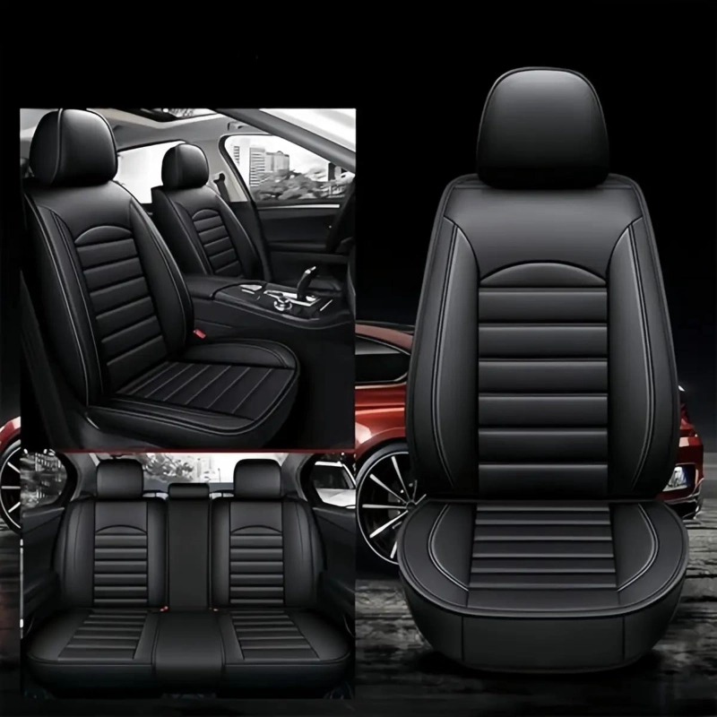 KIT FUNDA CUBRE ASIENTO CUERO COMPLETO AUTO - 4