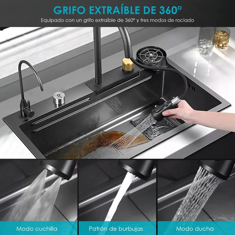LAVAPLATOS EMPOTRADO ACERO INOXIDABLE 80X45 CM - 2