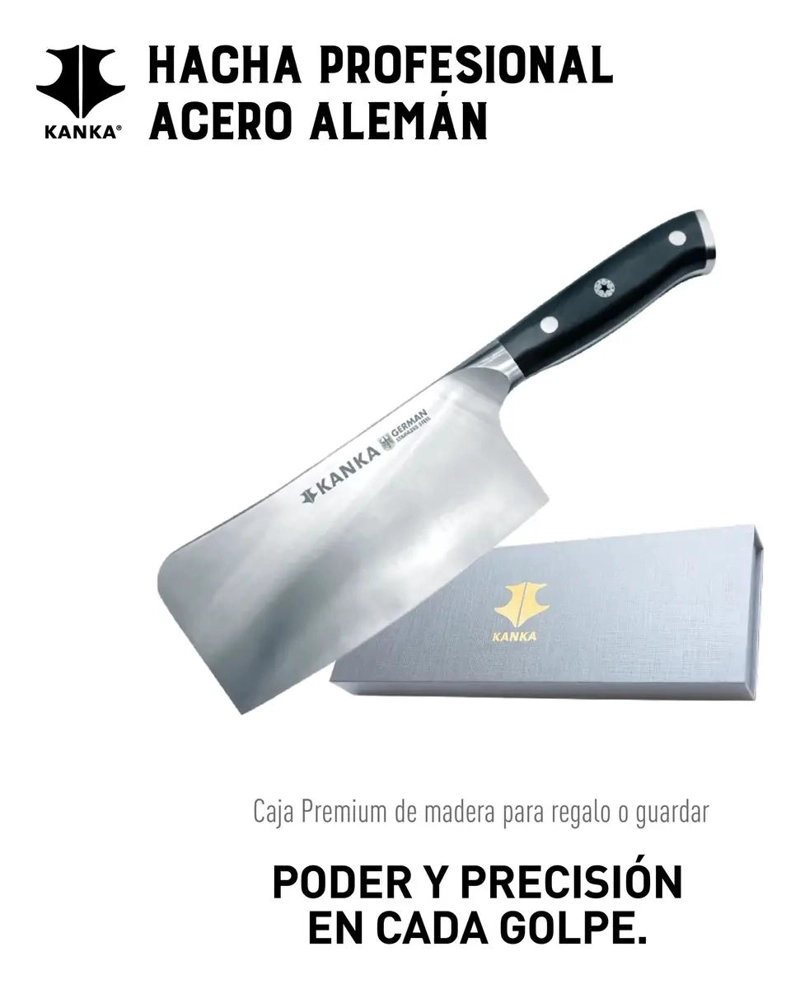 HACHA PROFESIONAL 17CM ACERO INOXIDABLE MANGO G10 - 2