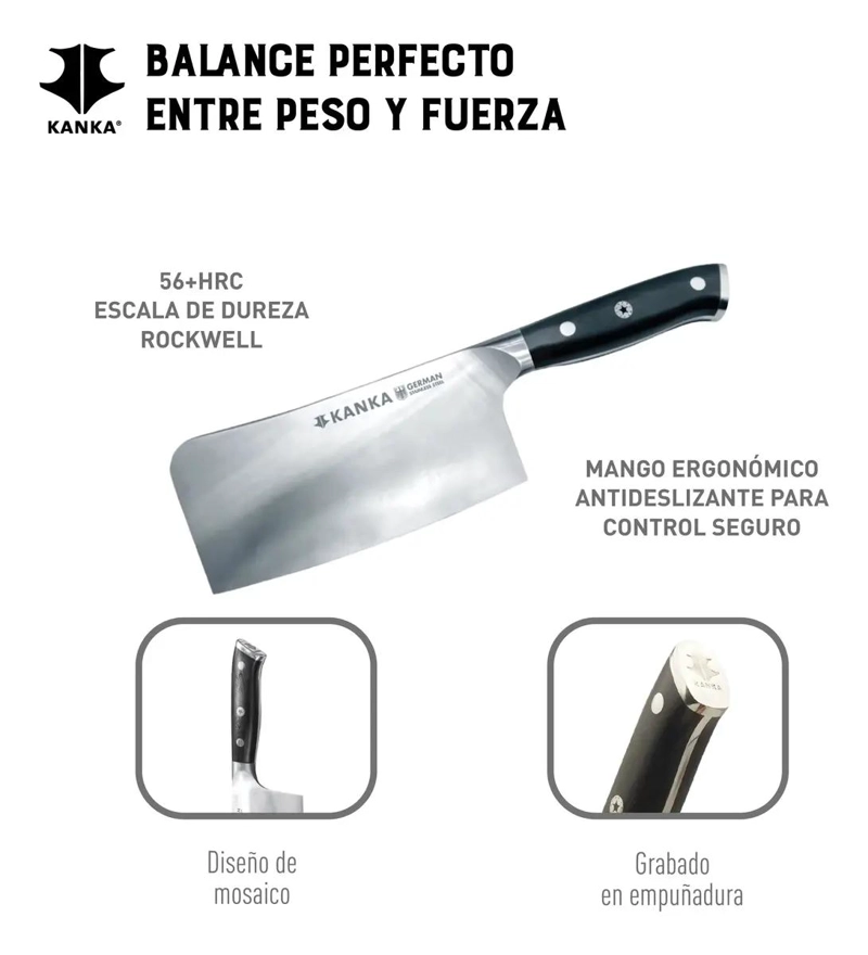 HACHA PROFESIONAL 17CM ACERO INOXIDABLE MANGO G10 - 4