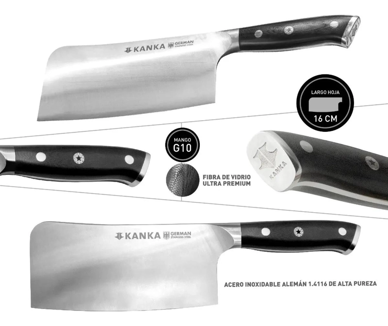 HACHA PROFESIONAL 17CM ACERO INOXIDABLE MANGO G10 - 5