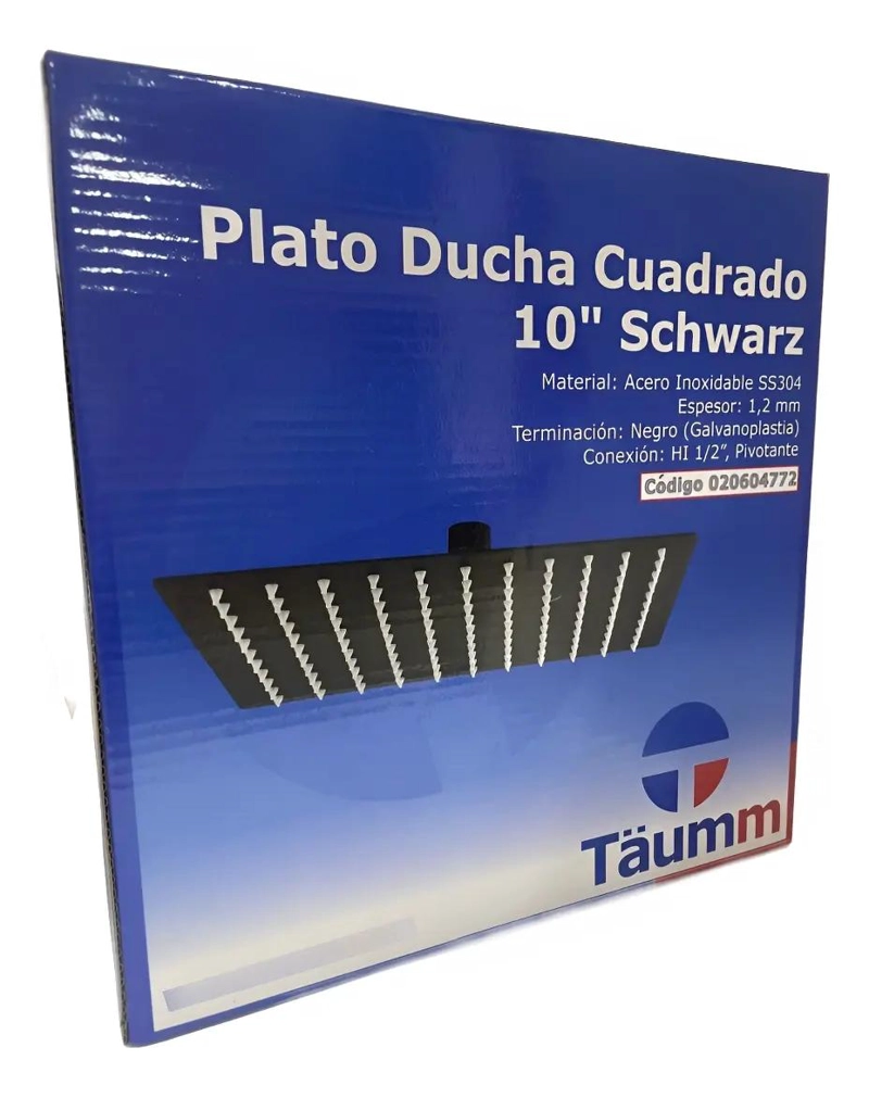 KIT PLATO DUCHA CUADRADO NEGRO 25CM Y BRAZO 40CM - 2
