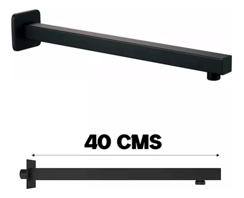KIT PLATO DUCHA CUADRADO NEGRO 25CM Y BRAZO 40CM - 5