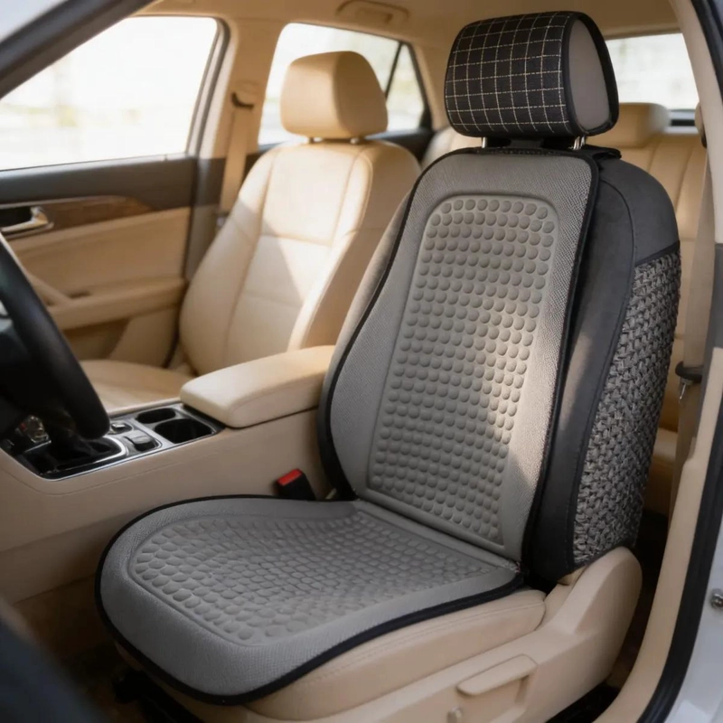 RESPALDO CUBRE ASIENTO GRIS ERGONOMICO CON MASAJE - 3