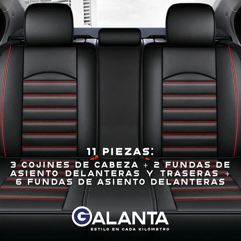 FUNDA CUBRE ASIENTO ECOCUERO SET 11 PIEZAS UNIVERSAL - 3