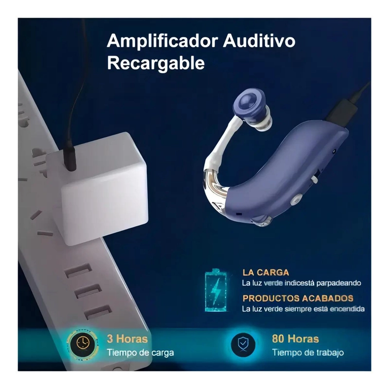 AUDIFONO RECARGABLE PARA SORDOS COLOR AZUL - 3
