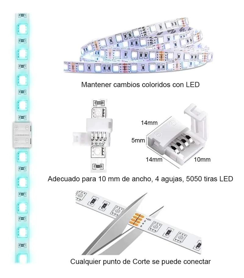 KIT 40 CONECTORES TIRA LUCES LED RGB 4 PINES - 2