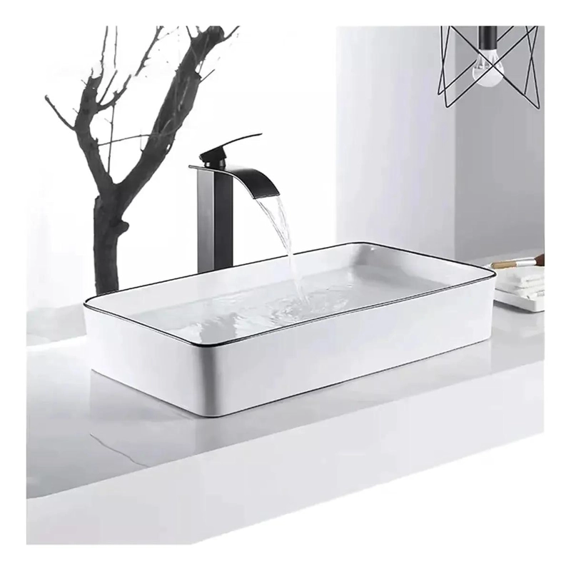 LAVABO CERAMICO RECTANGULAR CON BOQUILLA GIRATORIA - 4