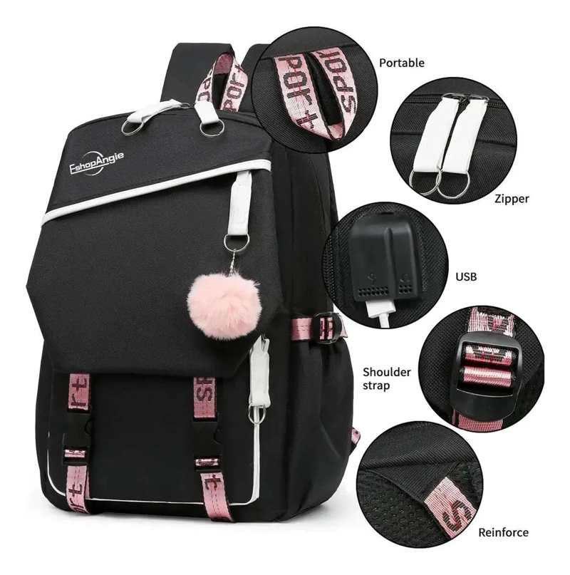 MOCHILA URBANA ESCOLAR CON PUERTO USB Y AUX - 2