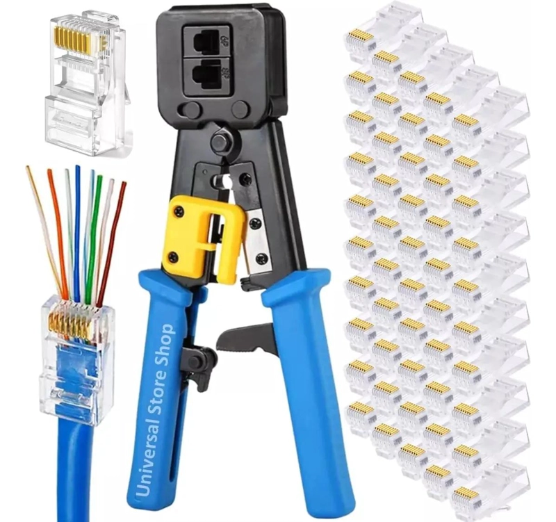 CRIMPADORA ALICATE RJ45 CON 100 CONECTORES CAT6 - 1