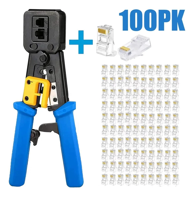 CRIMPADORA ALICATE RJ45 CON 100 CONECTORES CAT6 - 2