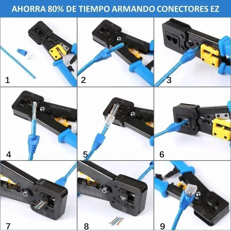 CRIMPADORA ALICATE RJ45 CON 100 CONECTORES CAT6 - 4
