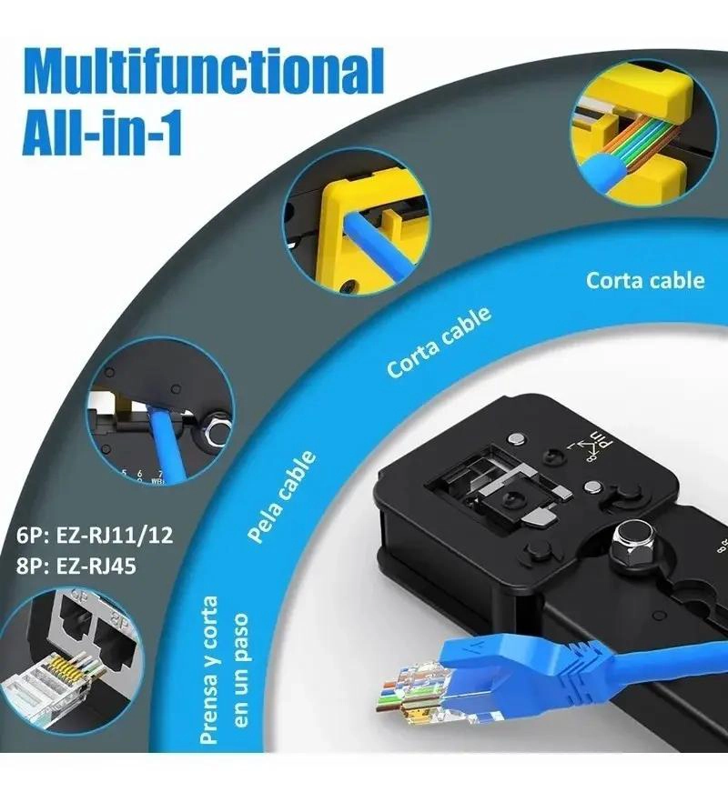 CRIMPADORA ALICATE RJ45 CON 100 CONECTORES CAT6 - 5