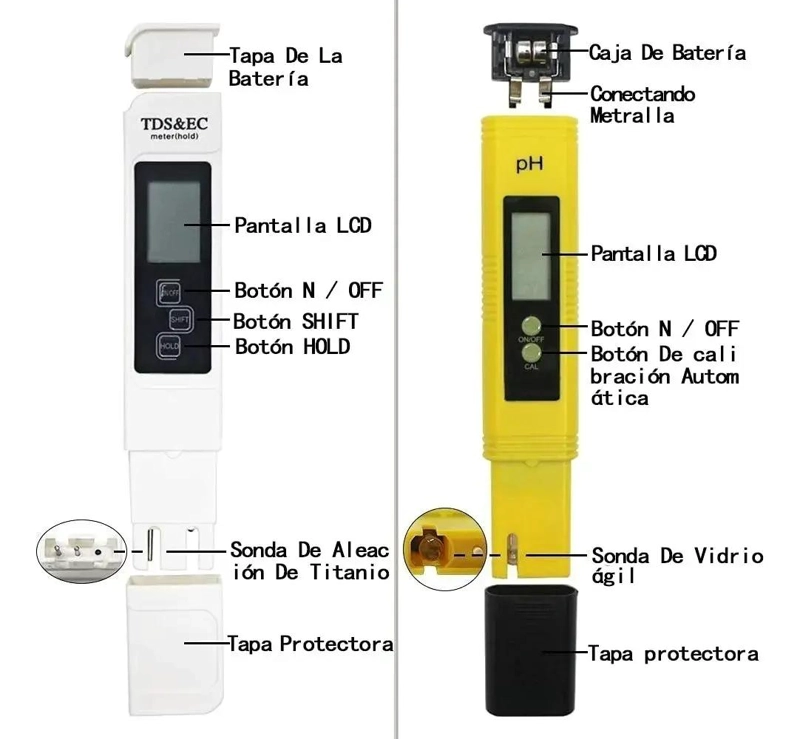 MEDIDOR DIGITAL DE PH Y TDS CON CALIBRACION - 3