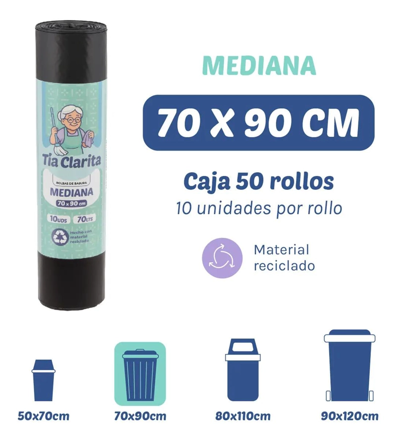 BOLSA DE BASURA 70X90 CM - CAJA CON 50 ROLLOS - 2