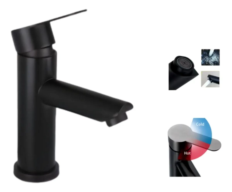 LLAVE MONOMANDO LAVATORIO NEGRO PREMIUM - 1