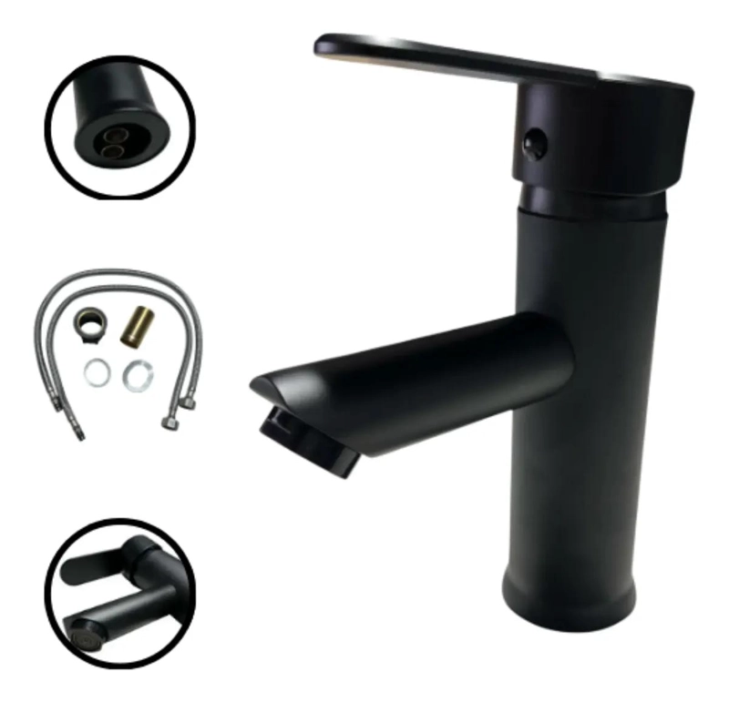 LLAVE MONOMANDO LAVATORIO NEGRO PREMIUM - 4