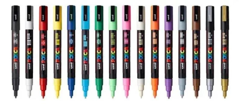MARCADORES POSCA SET 16 COLORES BASICOS - 4