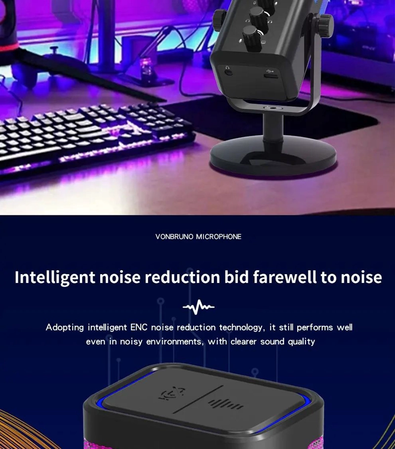 MICROFONO GAMER CONDENSADOR USB RGB PARA PC Y PS4 - 3