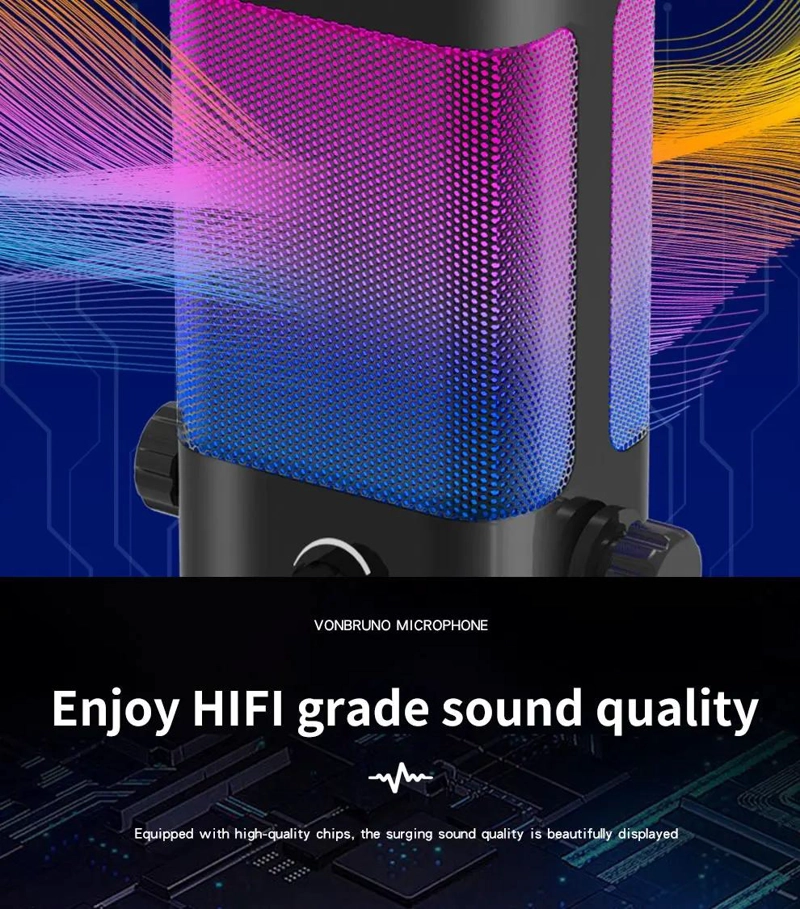 MICROFONO GAMER CONDENSADOR USB RGB PARA PC Y PS4 - 4