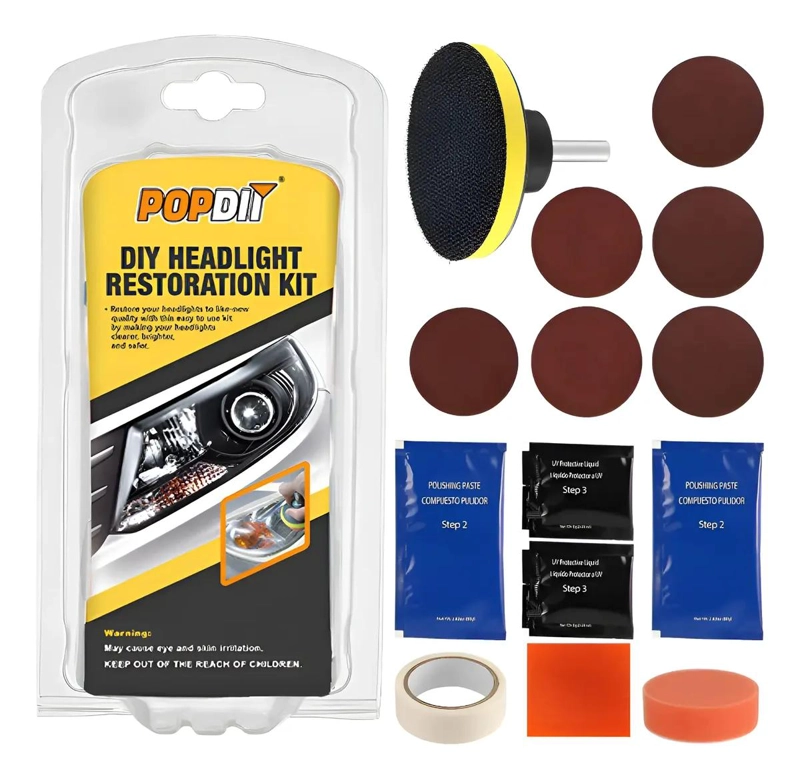 KIT DE REPARACION Y PULIDO PARA FAROS DE AUTO - 1