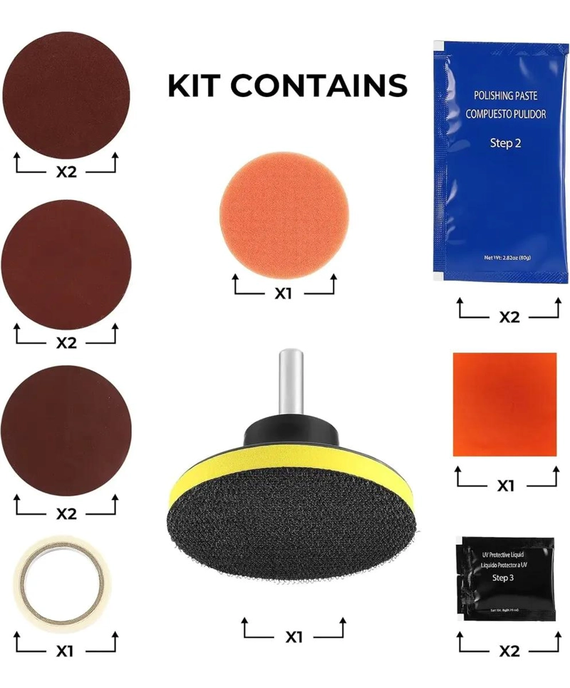 KIT DE REPARACION Y PULIDO PARA FAROS DE AUTO - 3