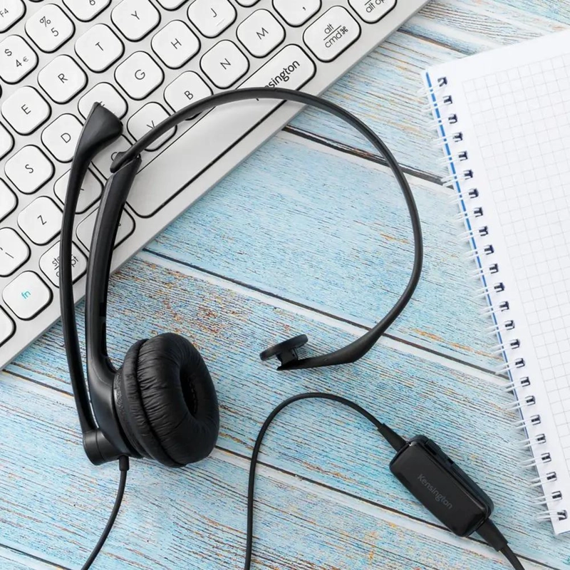 AUDIFONOS MONO USB CON MICROFONO COLOR NEGRO - 3