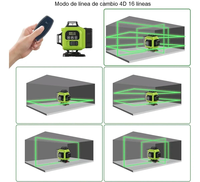NIVEL LASER VERDE 16 LINEAS 4X360° CON PANTALLA LCD - 2