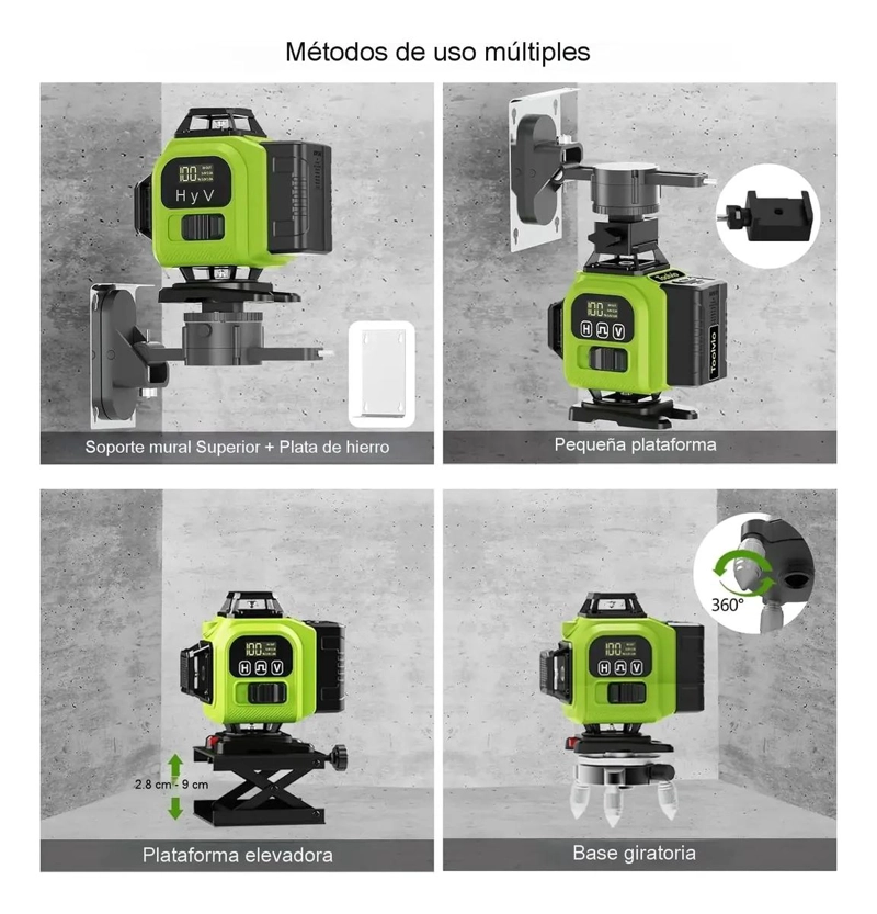 NIVEL LASER VERDE 16 LINEAS 4X360° CON PANTALLA LCD - 5