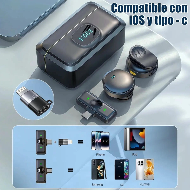 MICROFONO INALAMBRICO DOBLE PARA IPHONE Y ANDROID - 5