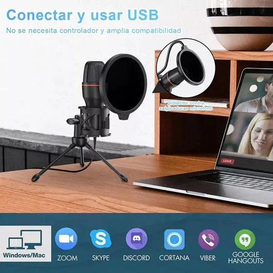 MICROFONO CONDENSADOR USB RGB PARA PODCAST Y JUEGOS - 4