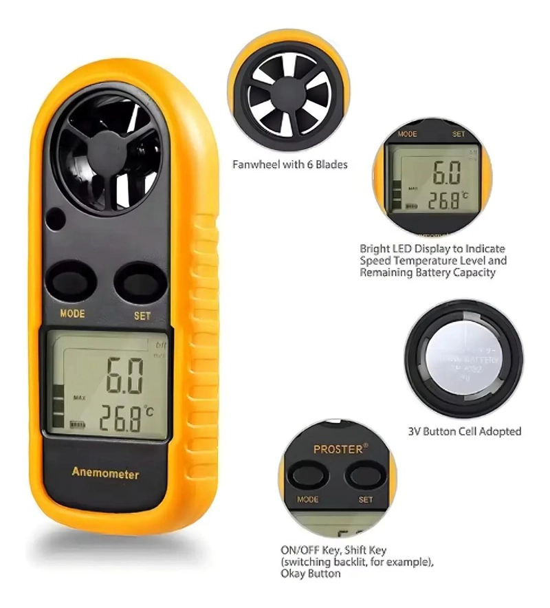 ANEMOMETRO Y TERMOMETRO DIGITAL PARA VIENTO - 5