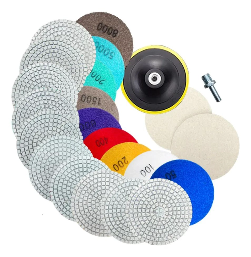 JUEGO DE DISCOS ABRASIVOS DE AGUA PARA MARMOL 17 PIEZAS - 4