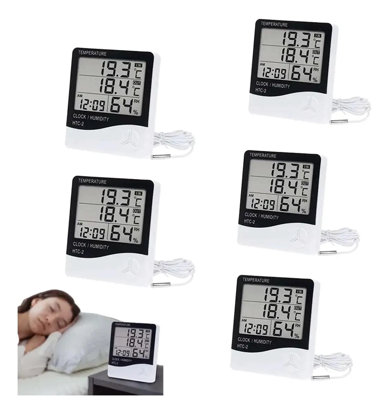TERMOMETRO HIGROMETRO DIGITAL 5PCS CON ALARMA - 1