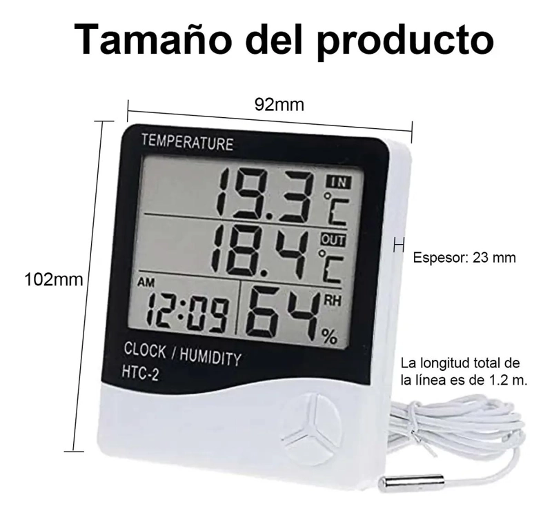 TERMOMETRO HIGROMETRO DIGITAL 5PCS CON ALARMA - 2